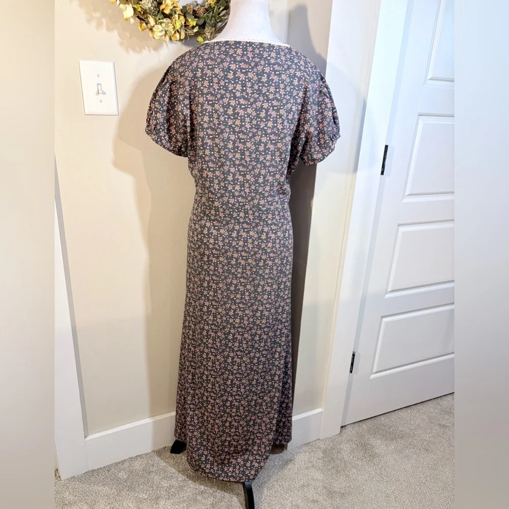 NATURAL LIFE Juliette Dress Floral Grey/Pink Boho Cottage Maxi Dress~ Large 🧡 - Picture 8 of 11
